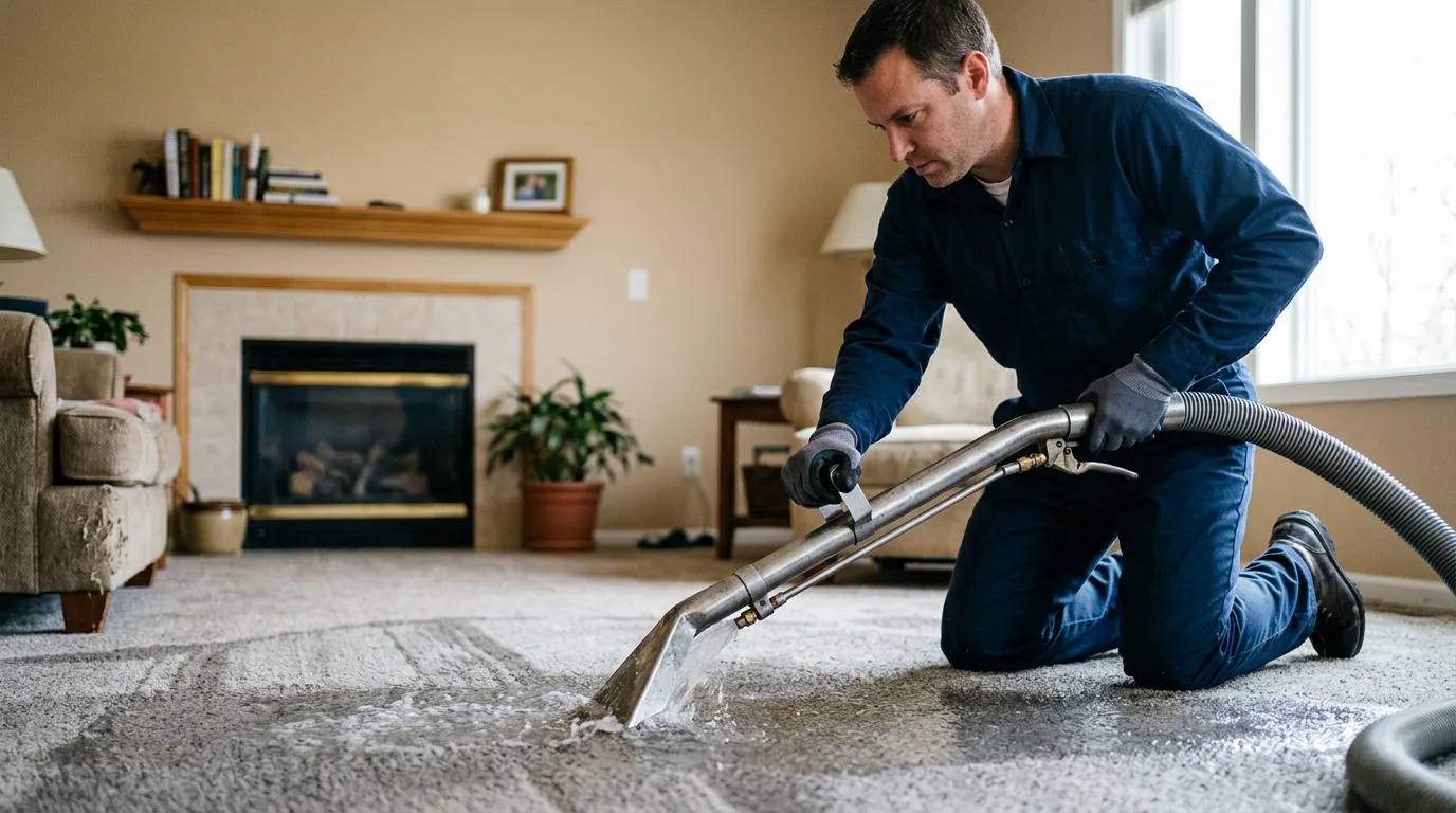 Water damage restoration technician working near Huntington, AR